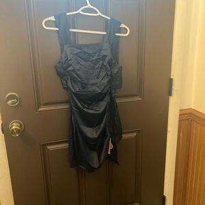 Cider Navy Blue Backless Dress